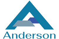 Blue geometric Anderson logo with supplements health theme